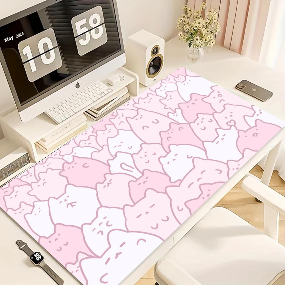 Desk Setup Pink - Tapis de souris gaming, grand tapis