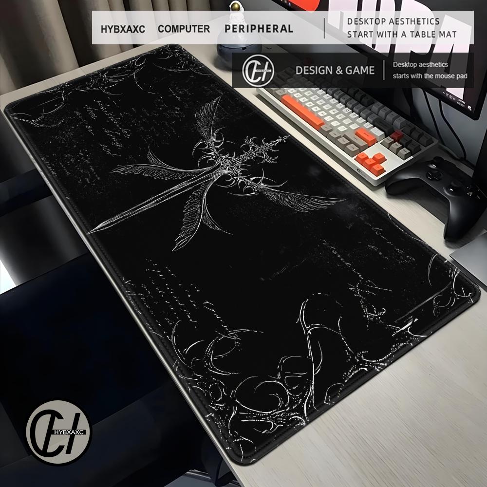 Desk Setup Dark - Grand tapis de bureau antidérapant en