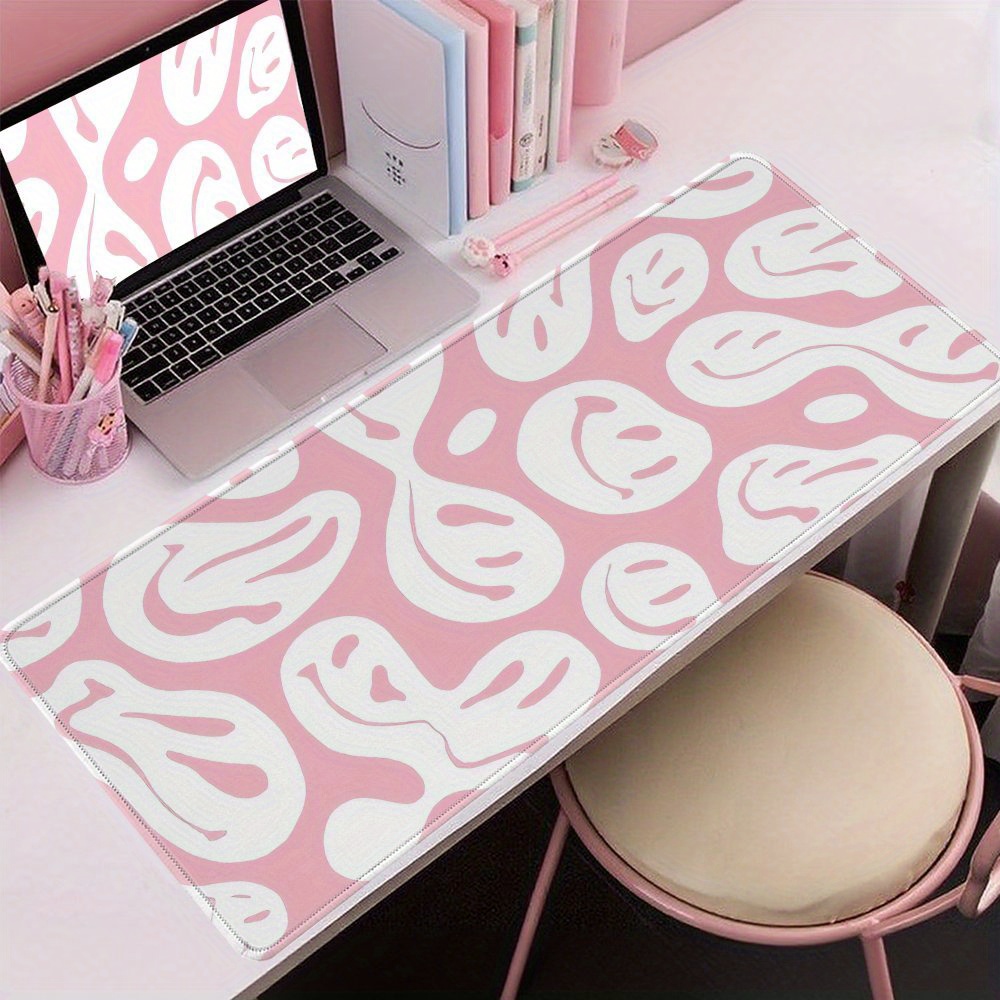 Desk Setup Workspace - Grand tapis de bureau rose esthétique