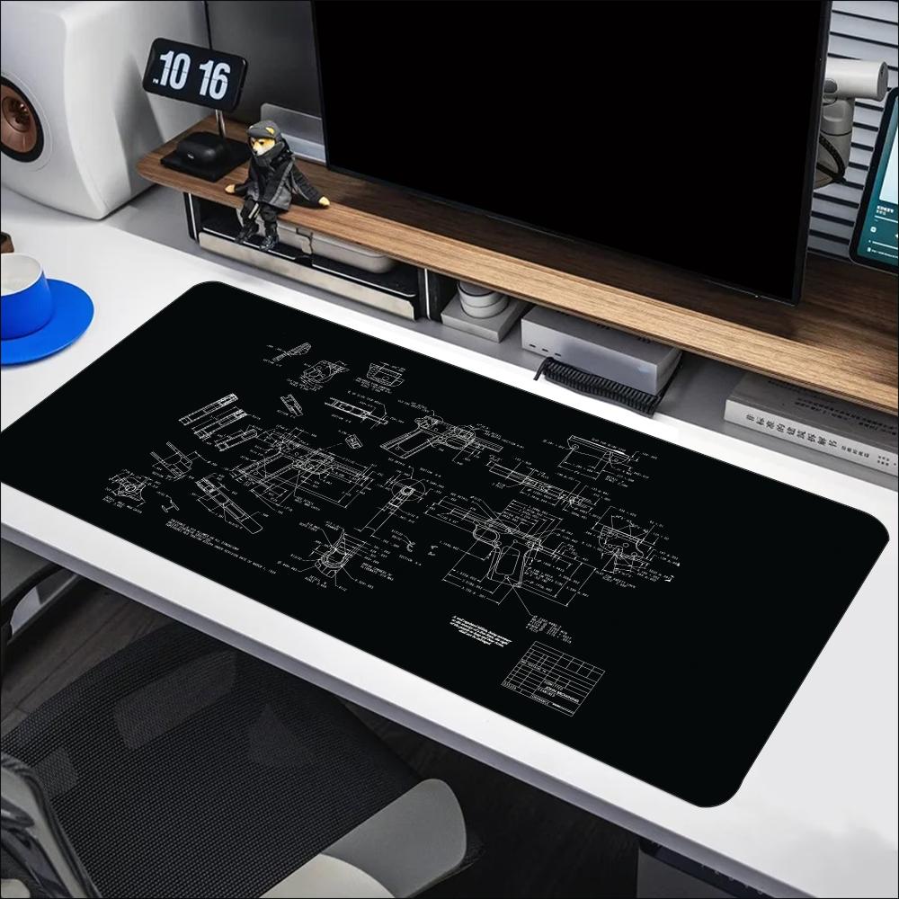 Desk Setup Workspace - Grand tapis de souris imprimé motif