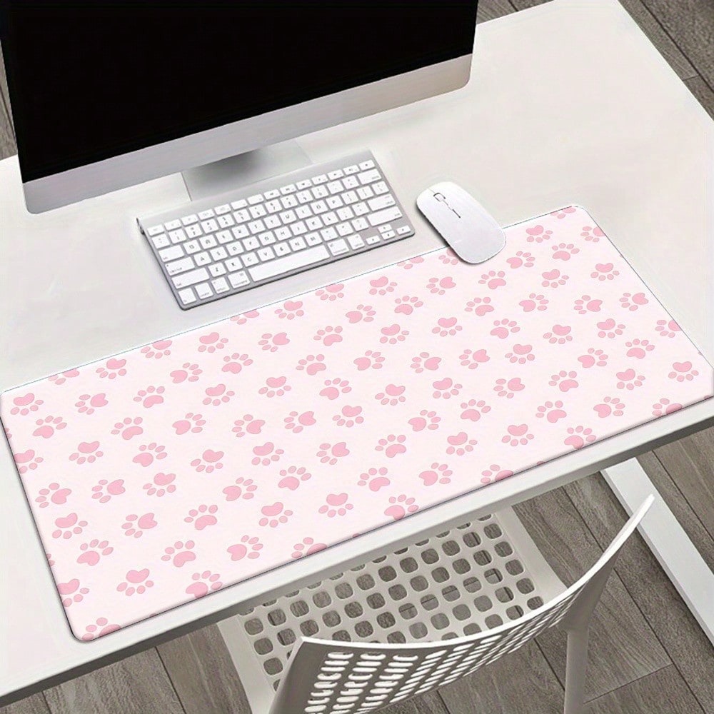 Desk Setup Pink - Tapis de bureau imprimé patte rose,