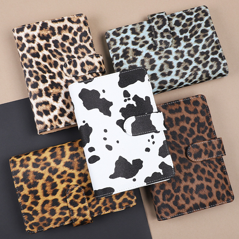 Ring Binder Box - Classeur A6 imprimé léopard, couverture à