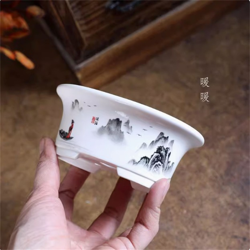 Pot à bonsaï ovale blanc en po - Plant Pot Small Desk avis et prix