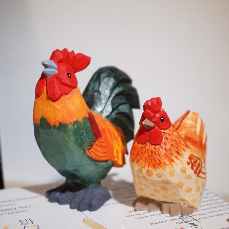 Coq et poule de ferme, Sculptu - Desk Setup Nature avis et prix